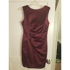 The Limited Ruched Purple Dress with Leg Slit